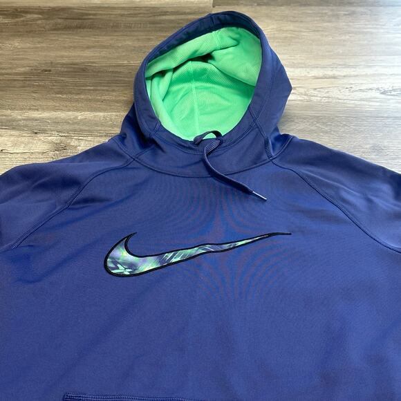 Nike Womens Purple L Dri-Fit Thumb‎ Hole Athletic Sporty Swoosh Hoodie Swoosh - Picture 1 of 11